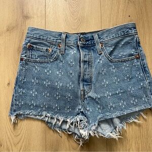 Levi's Blue Patterned Jean Shorts